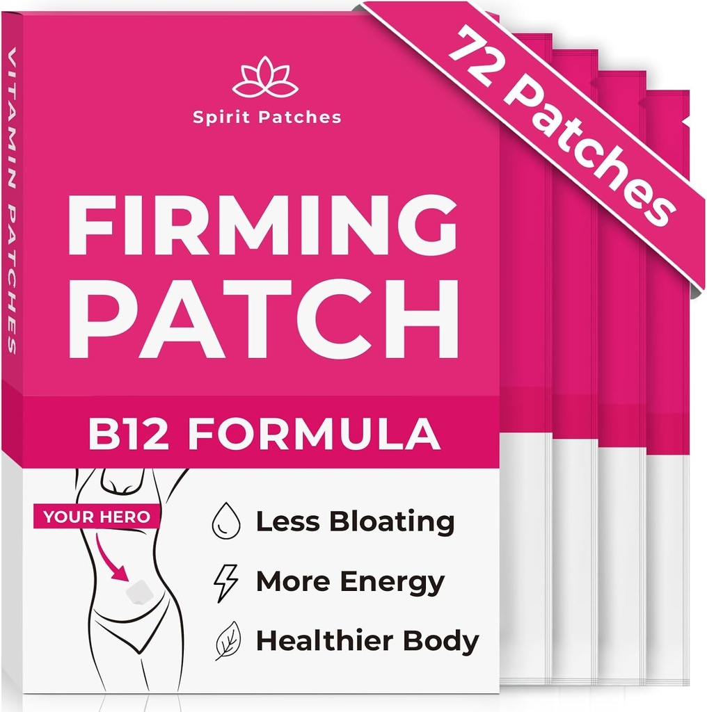 חברת B12 Patches (Pack of 72) - 100% ויטמין טבעי עבור נשים, אנרגיה וגוף תמיכה, עצמי-Adhesive Trans Parent - Enhanced Formula