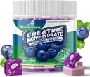 Creatine Monohydrate Soft Chews מורכב 6400 מ"ג עבור גברים ונשים - מתקדם פורמולה W / L-Taurine + ויטמין B12, סוכר חינם צ'ואו זמין, 60 Blueberry Softchews