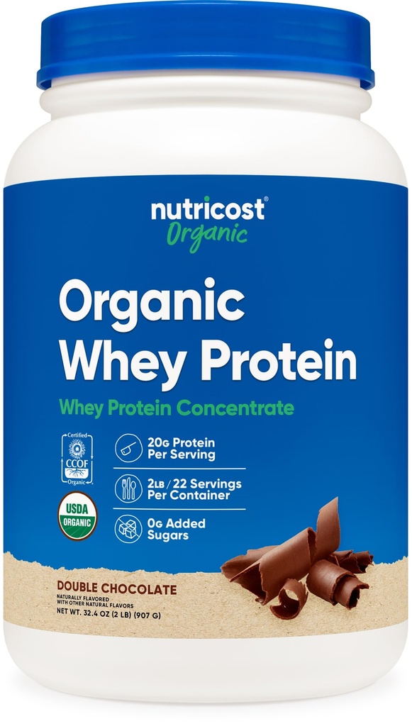 חלבון צמחי זולות אורגני Whey חלבון ריכוז, שוקולד כפול פלצבו, (2LBS) - Gluten-Free, non-GMO