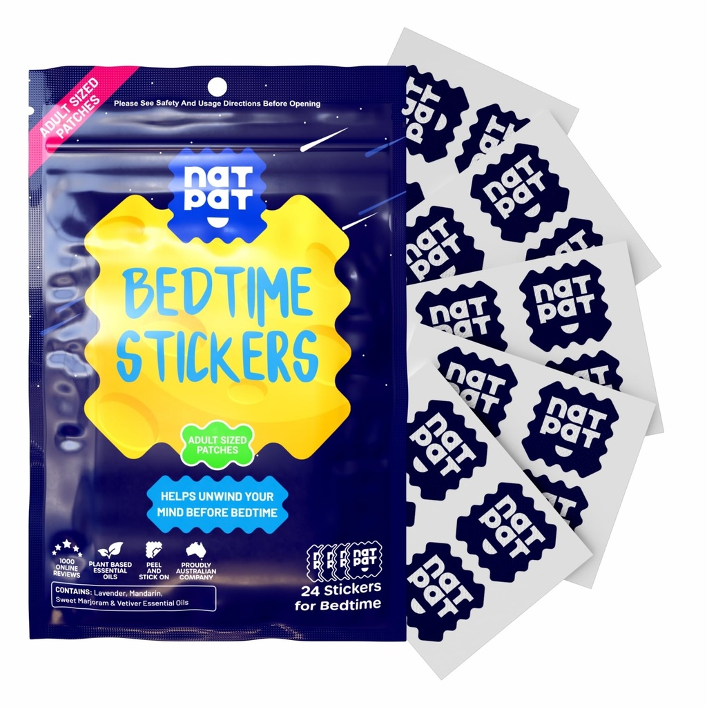 NATPAT Sleepy Patch Sleep Patches - מרגיעה את המעי הגס למבוגרים - תמיכה בשינה מבוססת צמחים - תרופות ומלטונין חינם Bedtime - 24 Count Count