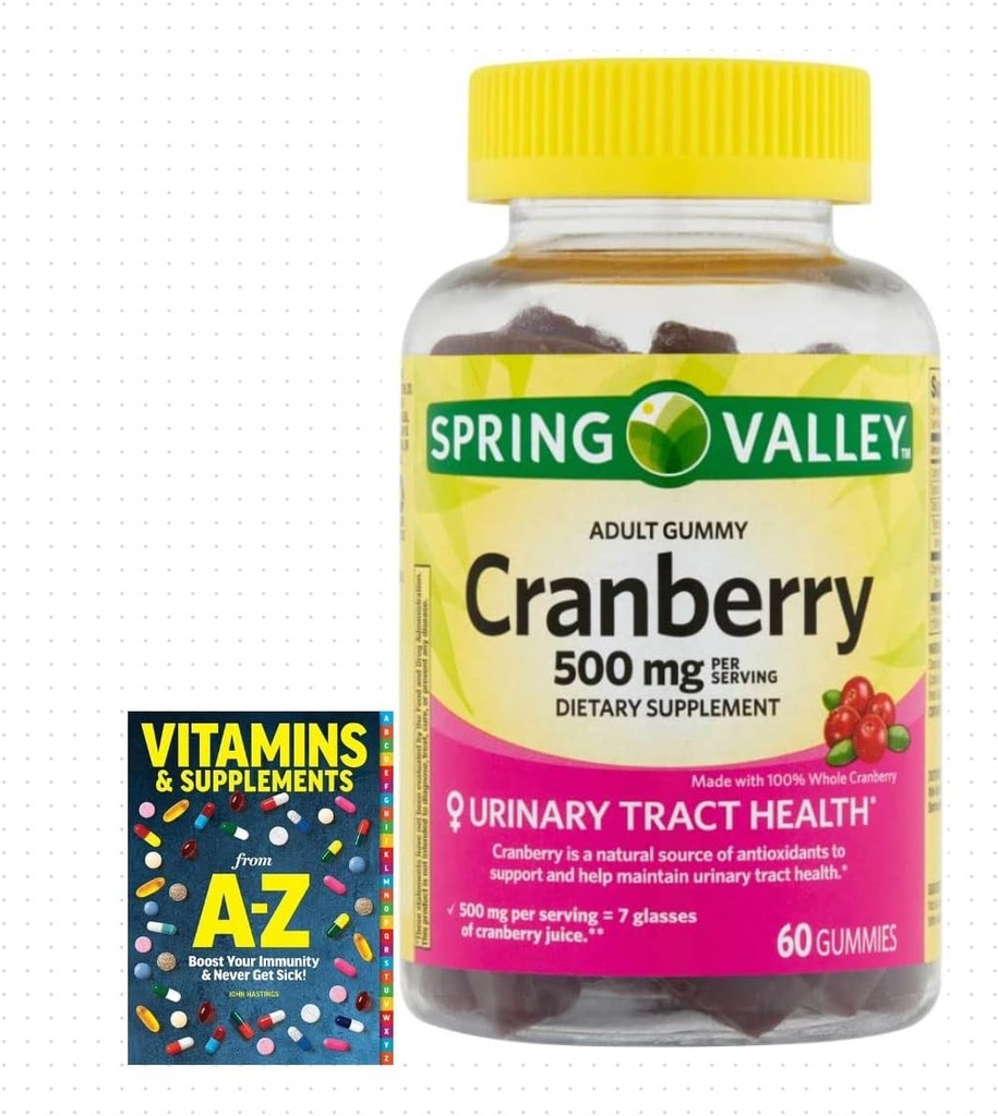 Adventure Home Spring Valley Adult Gummy Cranberry Dietary תוסף, 500 מ"ג, 60 Count+ Better Guide ויטמינים