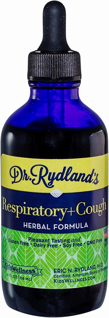 Dr. Rydland's Herbal Supplement | נוצר על ידי ילדים טובות | בטוח ויעיל לתינוקות למבוגרים | Respiratory & Cough | Relieves Chronic Cough, Cold and Fluסימפטומים | 4 Ounceבק
