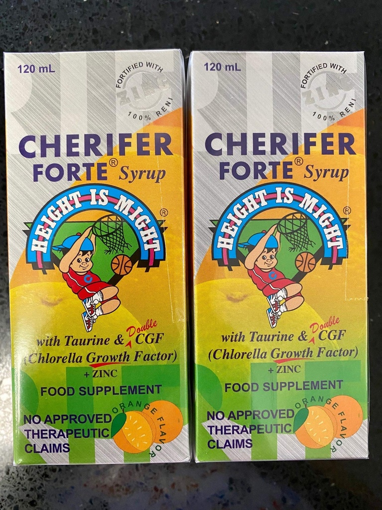 CHERIFER Forte Syrup w/Taurine & Double Chlorella Growth Factor + Zinc 120 מ"ל (Pack of 2 בקבוקים)