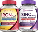 המתכון של הדוקטור ו- Zinc Bundle - אנרגיה, תמיכה בדם, בריאות החיסון לגברים ונשים, היעדרות גבוהה, non-GMO