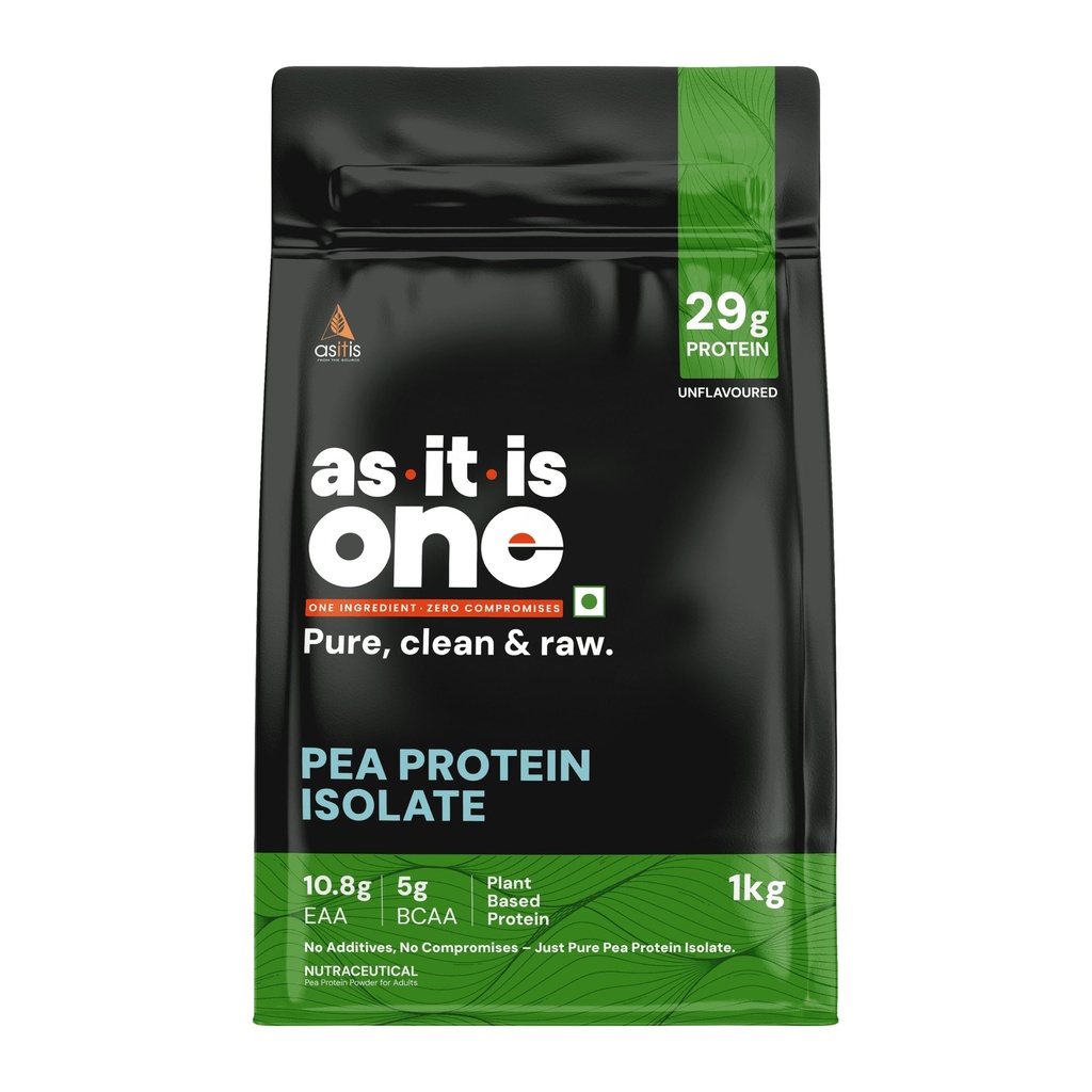 AS-IT-IS Nutrition Pea חלבונים Isolate | מיועד לתוספת Meal | חלבון צמחי טבעוני | Easy to Digest - Vegan & Gluten-free No Preservatives (1000 Gms/35.2 Oz)