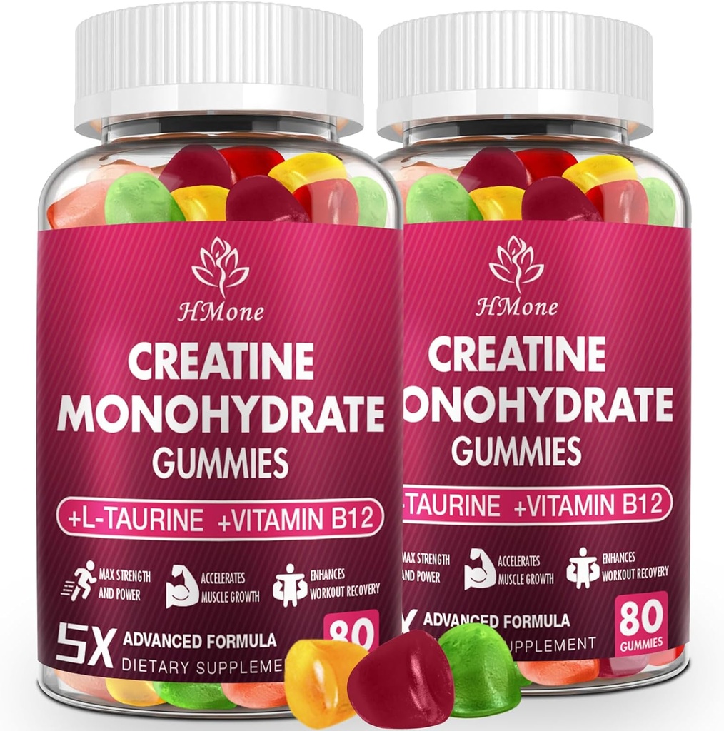 Creatine Monohydrate Gummies - 5g עבור גברים ונשים, 160 הרוזן ו Creatine צ 'או תוספי מזון עבור מקבל שריר, כוח שרירים, אנרגיה Boost, ואת שריר בונה, סוכר חינם, טבעוני