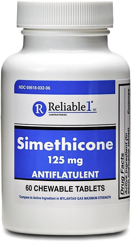 Reliable 1 Simethicone 125 מ"ג Anti-Gas 60 Peppermint Tablet (1בק)