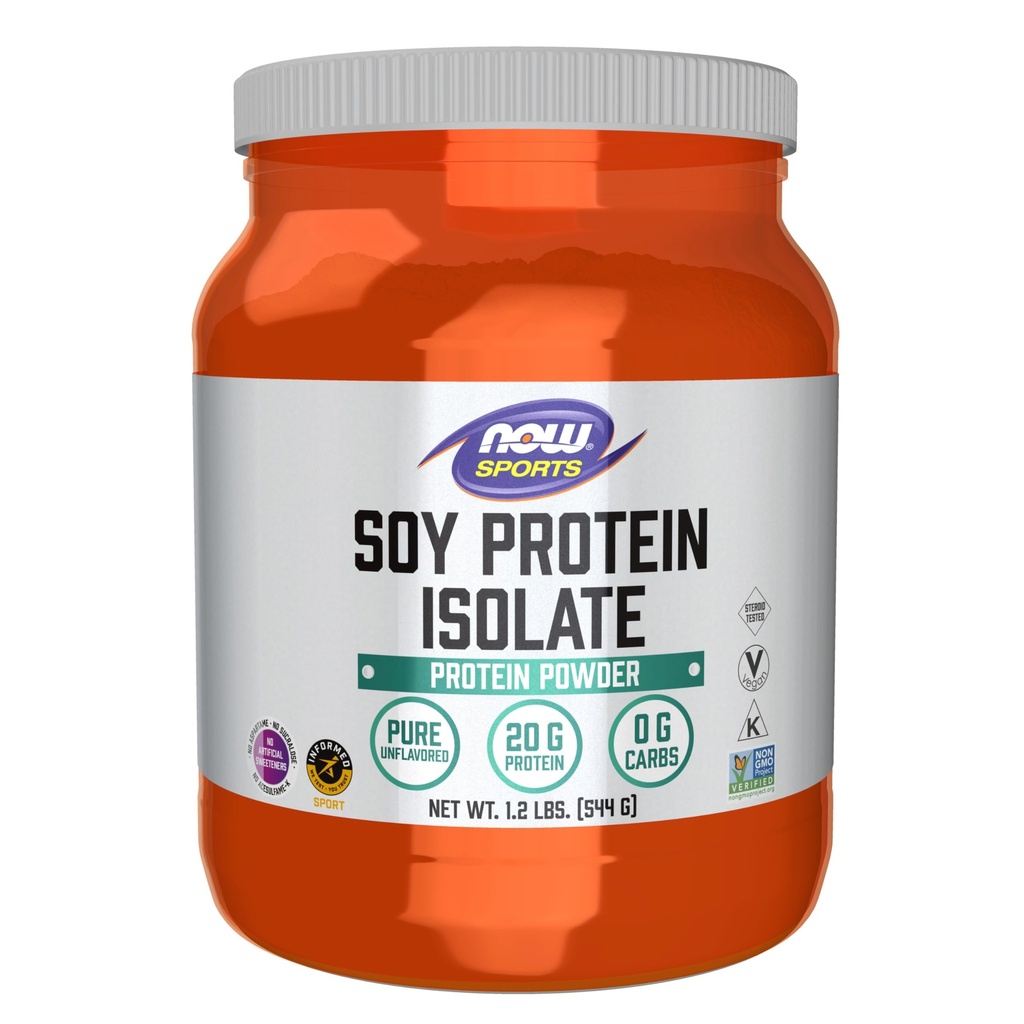 Now Foods Sports Nutrition, Soy Protein Isolate 20 G, 0 פחמימות, אבקת Unflavored, 1.2-Poundate
