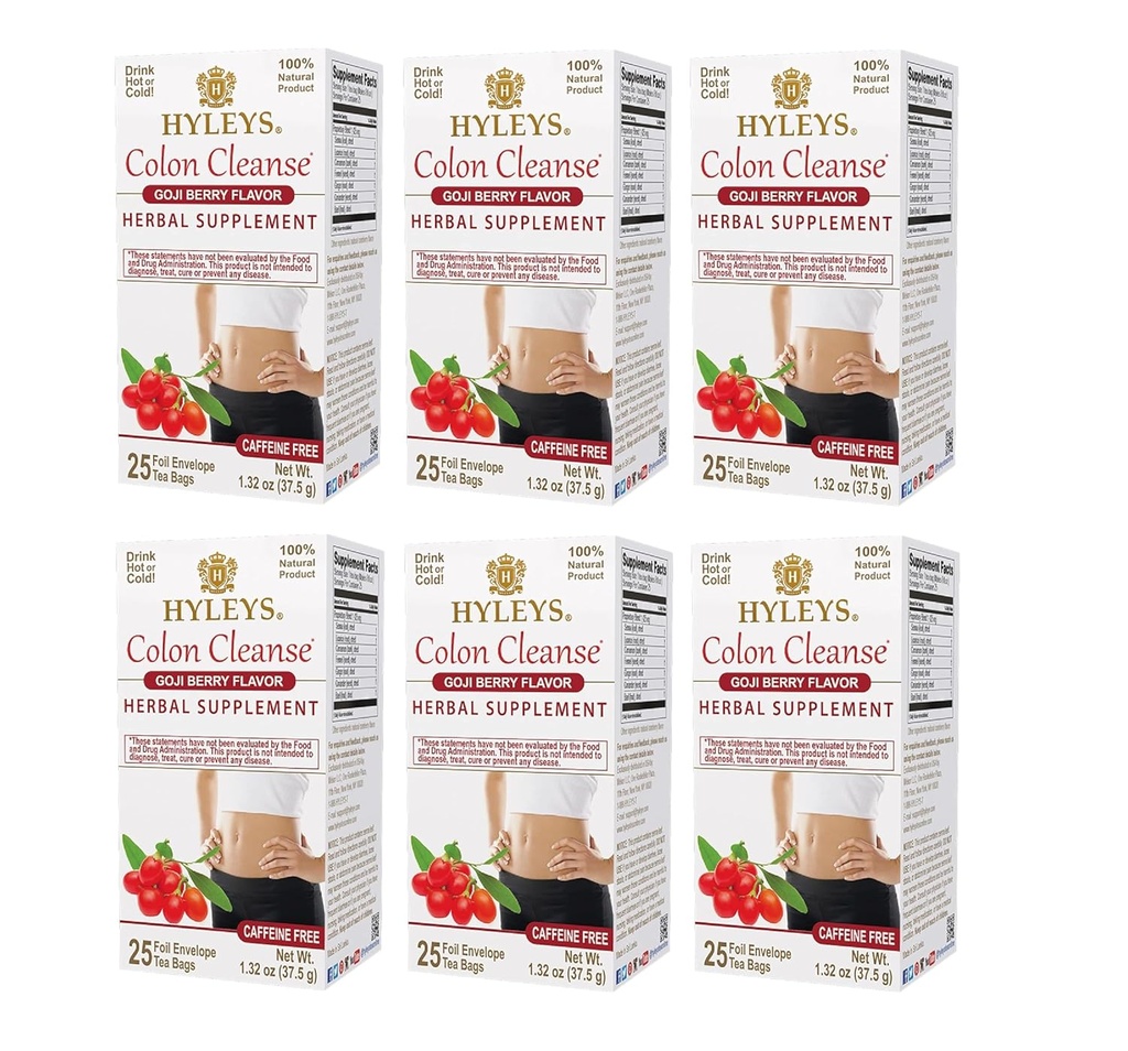 Hyleys קול ניקוי תה Goji Berry Flavor (6 Pack - 150 Tea Bags Total)