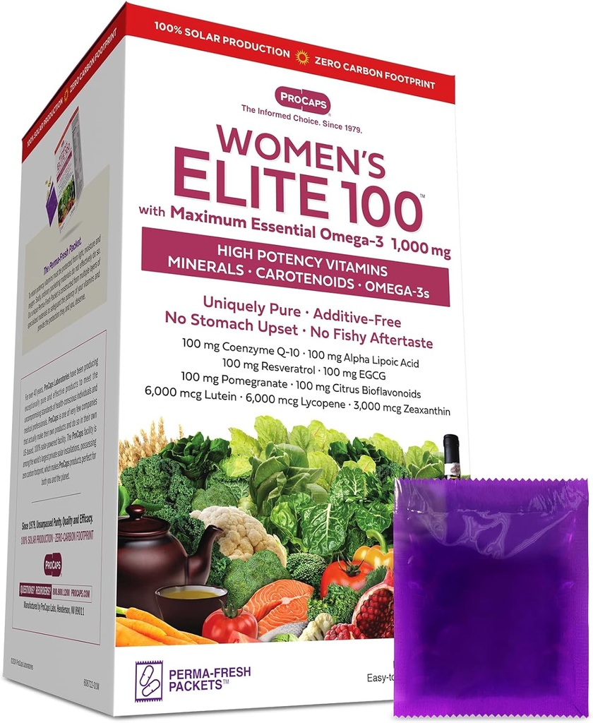 ANDREW LESSMAN Multivitamin - נשים עליות 100 עם אומגה 3 מקסימלית 1000 מ"ג 120 Packets - מזון צמחי, ויטמינים חיוניים, מינרלים, Phytonutrients ו Carotenoids. אין תוספת