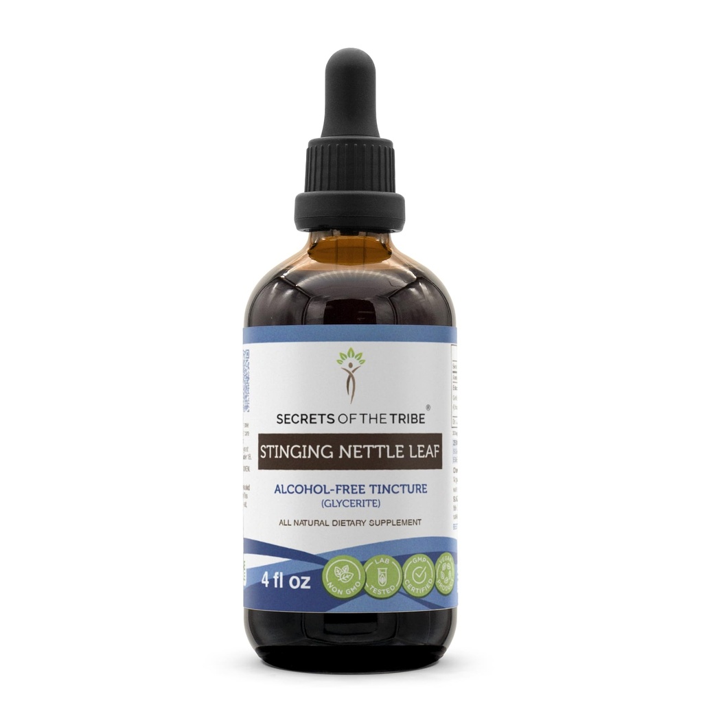 סודות השבט Sting Nettleing Nettle Leaf-Free Tincture (Glycerite) 694 מ"ג Sting Nettle (Urtica Dioica) Dried Leaf (4 Fl Oz) Allergy הקלה תוסף