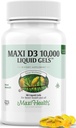 Maxi Health ויטמין D3 10000 IU Softgels תוסף - Pure VIT D3 עבור Calcium Absorption, Immune Health ותמיכה העצם עבור נשים וגברים מבוגרים - ויטמין D - נוזל D3 10000 IU Softgels (90)