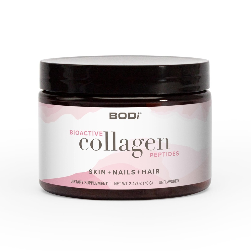 BODi Bioactive Collagen Peptides אבקת, coagen Type I & III עבור העור, שיער וניק בריאות, תוספת ללא גלוטן עבור נשים - hydrolyzed Collagen, Unflavored, 2.47 oz, 28 משרתים