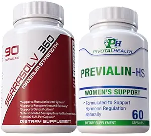 Serrraolv 360: תוספת Power Fibriod חבילה - Dissolve Fibroids במהירות (Serrasolv 360 90 Cap & Previalin 60 Cap) מסייע גם עם Bloating, Discomfort ו Balancing הורמונים