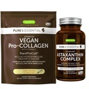 אבקת חלבון טבעוני וניל קולג'ן + Astaxanthin Complex Vegan Bundle, Collagen Boosting פורמולה + טבעי 4 מ"ג H. Pluvialis Astaxanthin for Hair, Skin & Nails, על ידי Igennusss