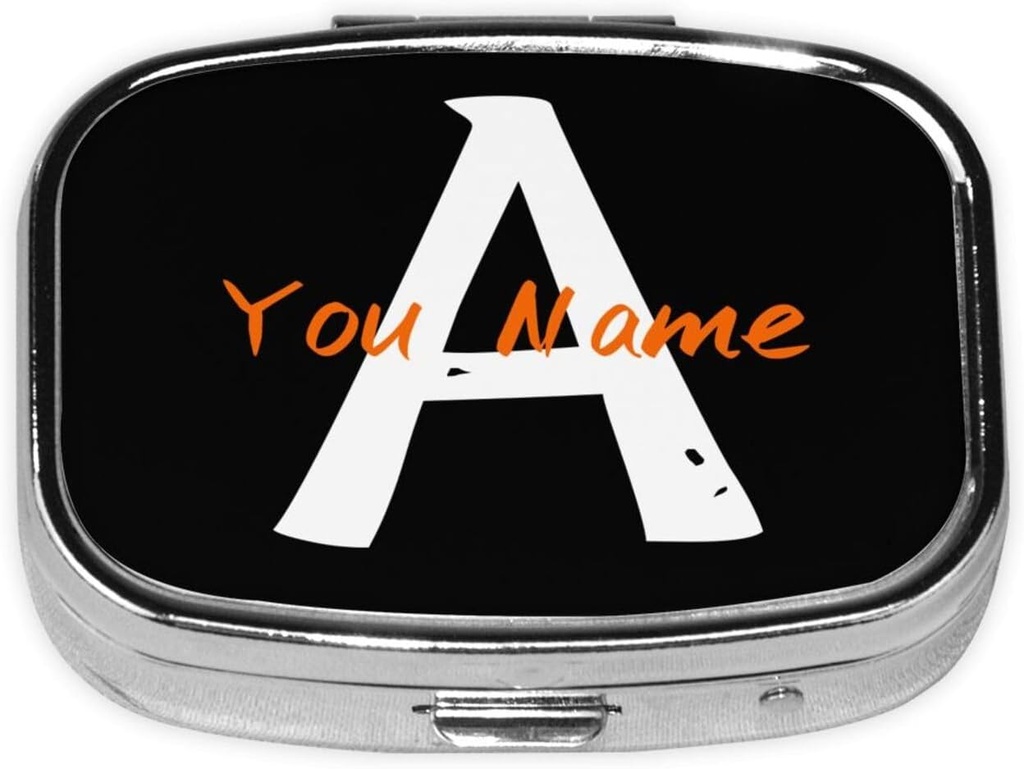 תיבת גלולת Square Pill עם Mirror Personalized Photo Logo Name Travel Small Pill Case 2 השוואתיות Customized Portable Metal Medicine Container ויטמין מארגנת עבור Pocket Purse (שם)