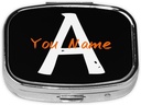 תיבת גלולת Square Pill עם Mirror Personalized Photo Logo Name Travel Small Pill Case 2 השוואתיות Customized Portable Metal Medicine Container ויטמין מארגנת עבור Pocket Purse (שם)
