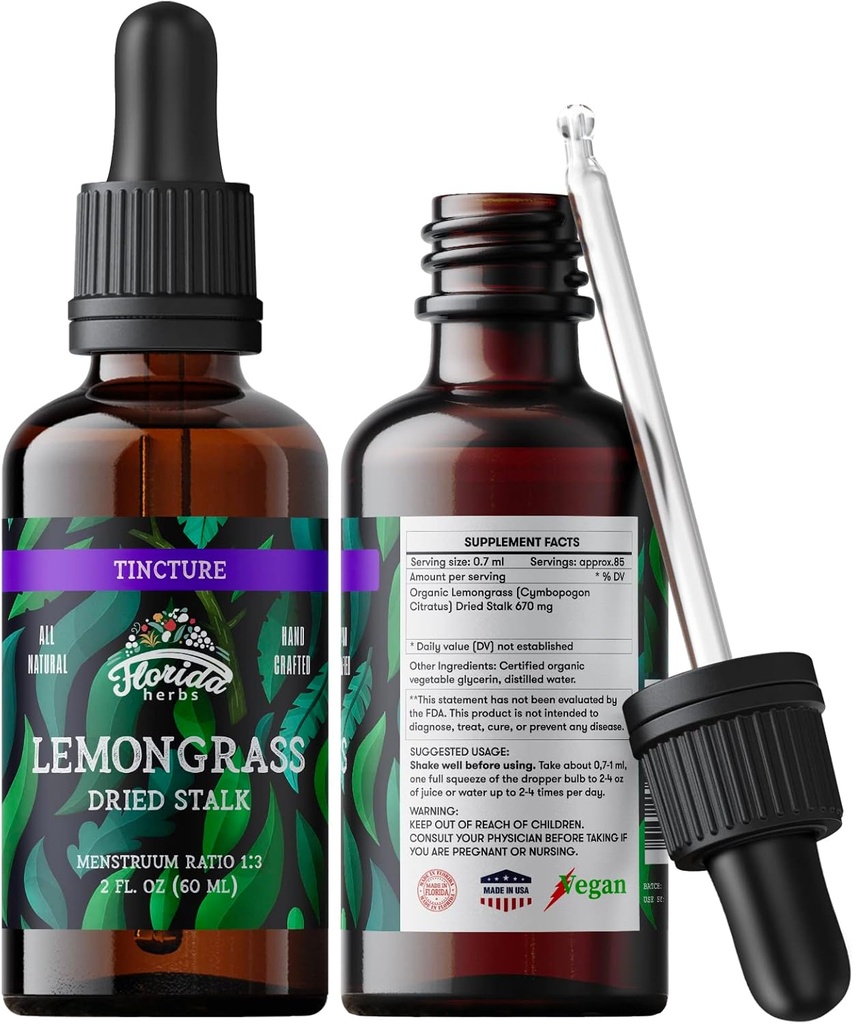 Lemongras Tincture, לימונים אורגניים לחלץ (Cymbopogon Citratus) Herbal Supplement, non-GMO ב ירקות אורגניים בלחץ קר, 700 מ"ג, 2 oz (60 מ"ל)
