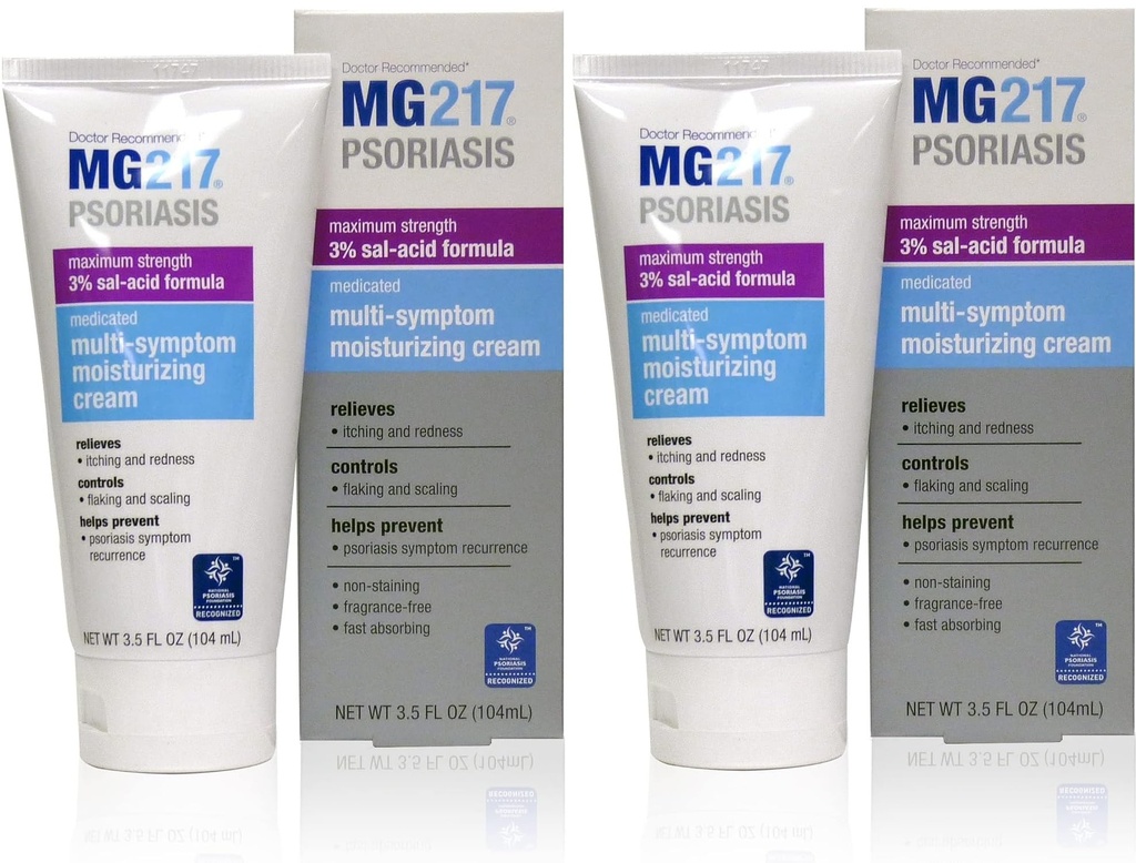 MG217 Medicated Moisturizing קרם Psoriasis עם 3% Salicylic Acid, Multi-Symptom, Smell Free, 3.5 Fl Oz (5604) (Pack of 2)