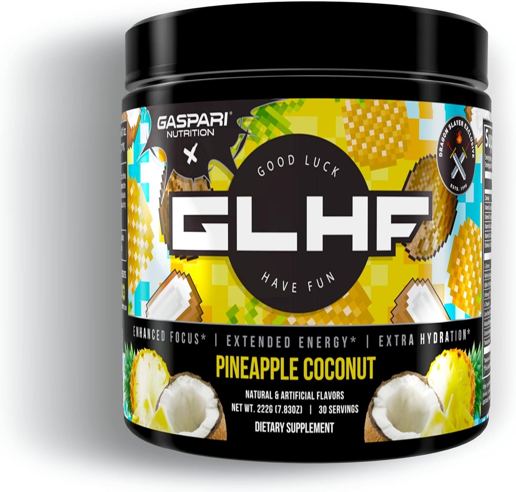 Gaspari Nutrition x GLHF Gaming Energy, Enhanced Focus, תוספת אנרגיה, שיפור הידרציה (30 משרתים) (Pineapple קוקוס)