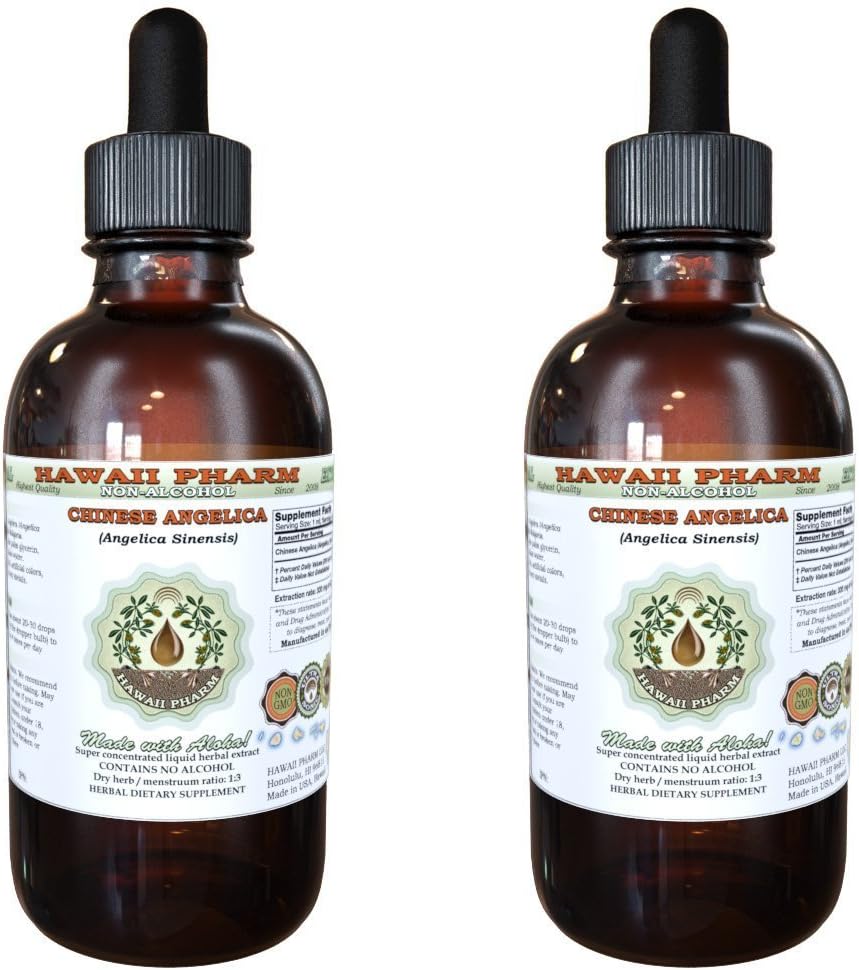 Angelica Chinese Alcohol-Free Liquid Extractis (אנג'ליק סיננס) Dried Root Glycerite הוואי Pharm טבעי צמחי מרפא 2x2 oz
