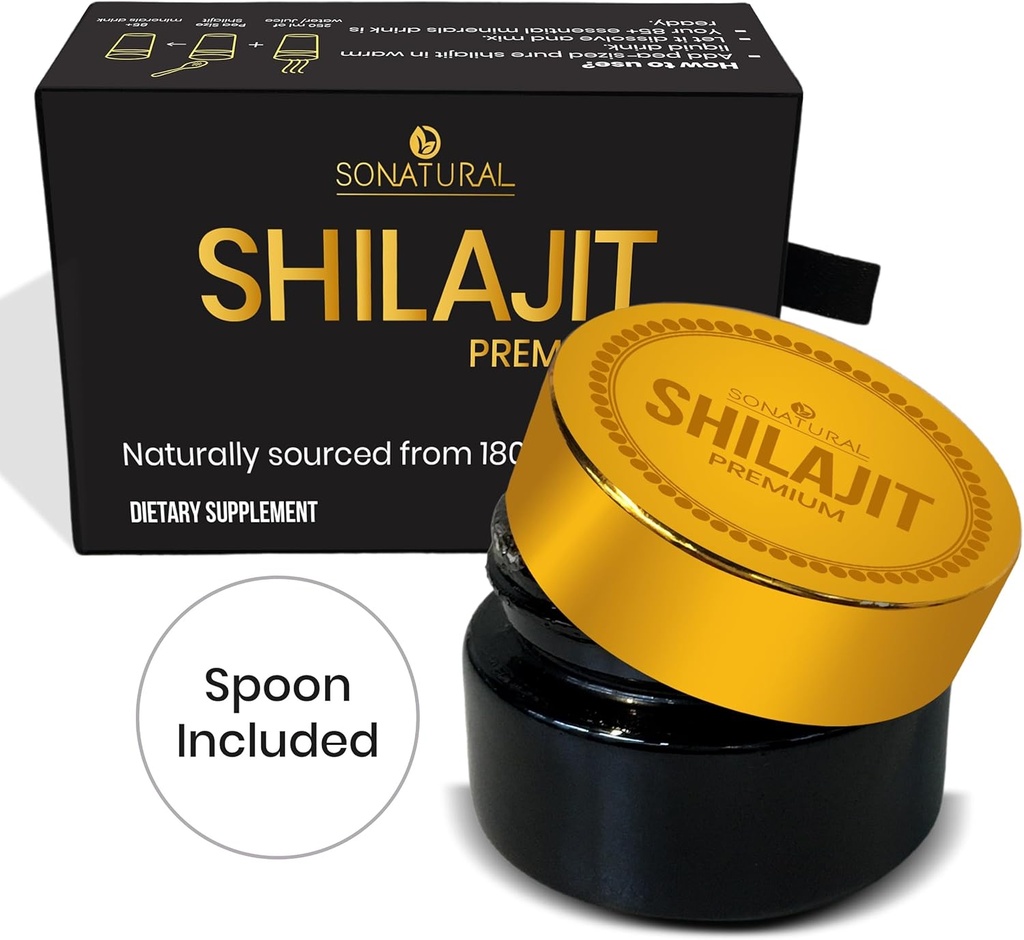 SONATURAL Shilajit Pure ההימלאיה אורגני - 30g Premium 100% טהור שילאג'יט Resin עם Fulvic Acid & 85+ Trace מינרלים מורכבים עבור אנרגיה & Immune תמיכה, (2 חודשים אספקה)