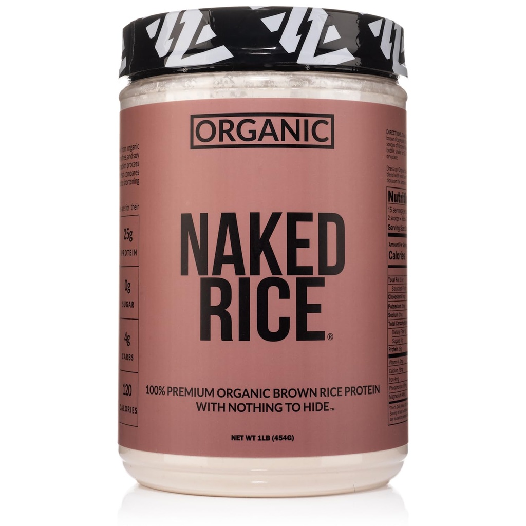 Naked Rice 1Lb - אורגני Brown Rice אבקת חלבון - אבקת חלבון טבעונית, GMO חינם,ten Glu & Soy חינם. צמחי חלבון מבוסס צמחי, אין גידול מלאכותי - 15 משרתים