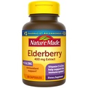 Nature Made Elderberry 400 מ"ג לחלץ עם ויטמין C ו Zinc, תוספת תזונתית לתמיכה בחיסון, 60 קפסולות, 60 יום אספקה