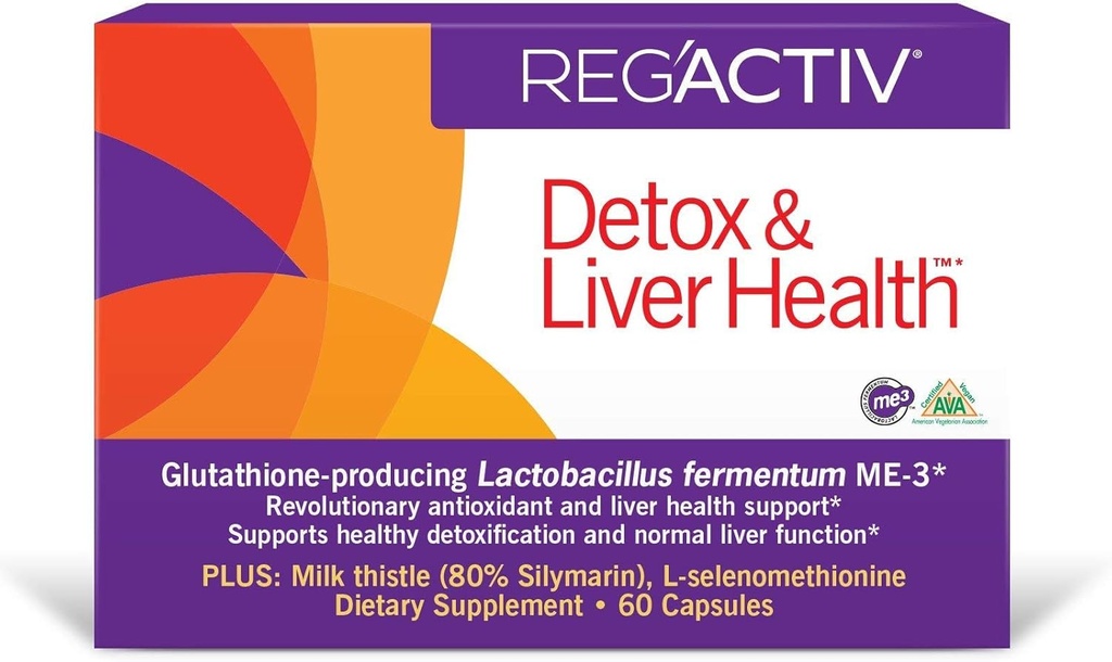 REG'ACTIV Detox & Liver Health, 60 קפסולות, עם גידול Lactobacillus מייצרת Lactobacillus תסיסה ME-3