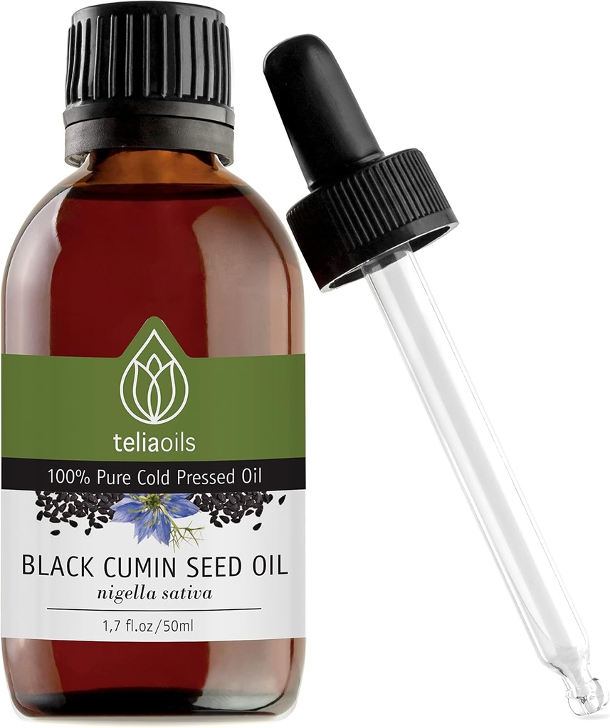 Teliaoils Black Seed Cumin שמן, 100% טהור, טבעי, קר העיתונות, עשיר אומגה 3 & אומגה 6 חומצות שומן ו- Polyphenols Premium, For Skin, Nails & שיער, אנטי-חמצן מעולה