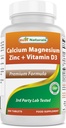 הטוב ביותר Naturals Calcium Magnesium Zinc עם ויטמין D3, 300 טבליות - Calcium 1000 מ"ג, Magnesium 400 מ"ג, Zinc 25 מ"ג ו- D3600 IU לשרת (3 טבליות)