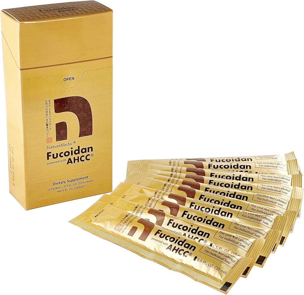 Fucoidan מופעל עם AHCC ® Brown Seaweed Immunity תוסף עם High Purity Organic Mekabu Mozuku Agaricus 10 ערכות לחלץ נוזליות מוגדל Made ביפן