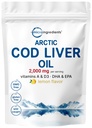 Cod Liver שמן 2,000 מ"ג Per המשרת, 360 Softgels | Burpless Lemon Flavored - עשיר באומגה 3, ויטמינים A & D3, EPA, DHA | Wildתפס את הקוטב הצפוני דג ים עמוק