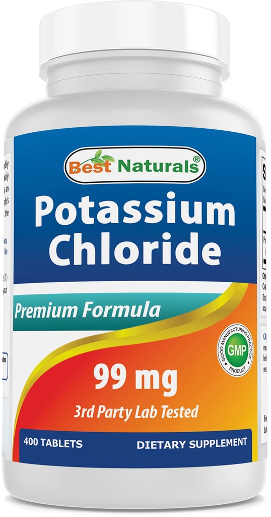 Best Naturals Potassium Chloride תוסף 99mg 400 טבליות - 3rd Party Lab נבדקה