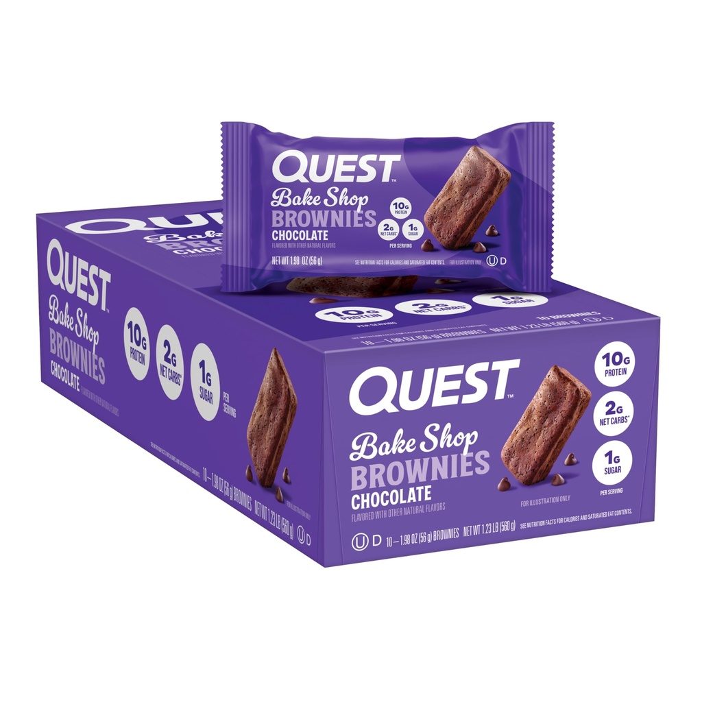 Quest Nutrition Bake Shop, שוקולד Brownies, 10g חלבון, 2g Net Carbs, 1g סוכר, חטיף חלבונים, 10 Count