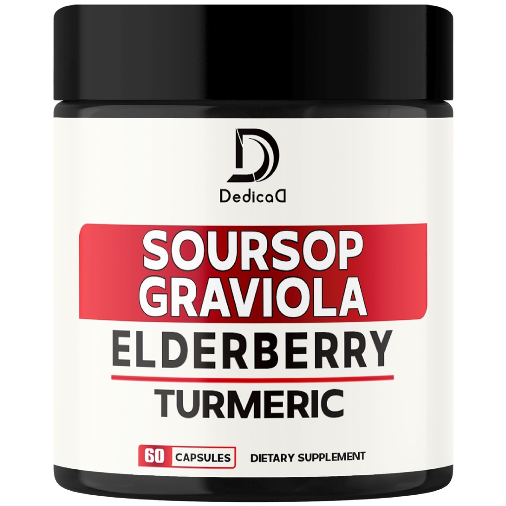11in1 Graviola Soursop כמוסות - מעורב עם Elderberry, Turmeric, ג'ינג'ר, Milk Thistle, Cranberry & More - תמיכה חיובי Mood, מערכת החיסון וניהול גוף