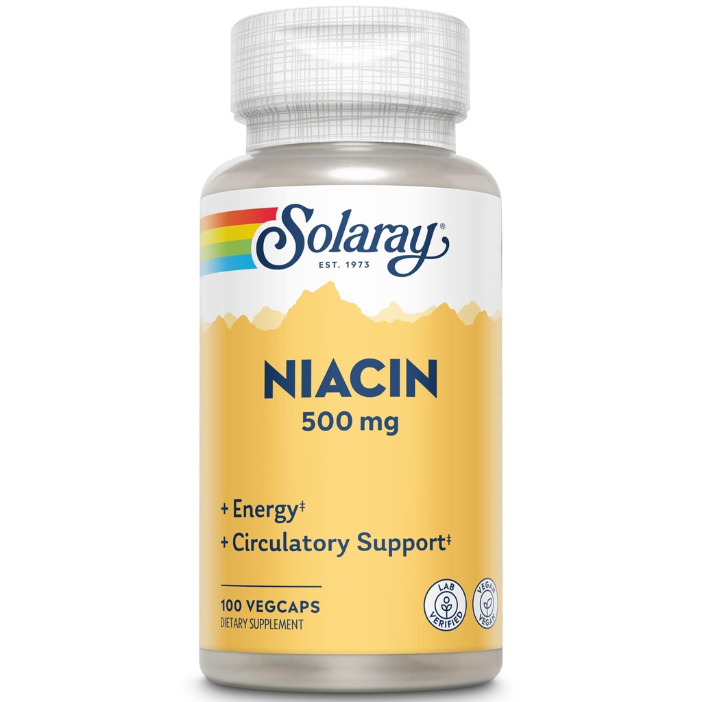SOLAרי Niacin 500 מ"ג, ויטמין B3 | בריאות העור, מערכת העצבים & Circulation תמיכה