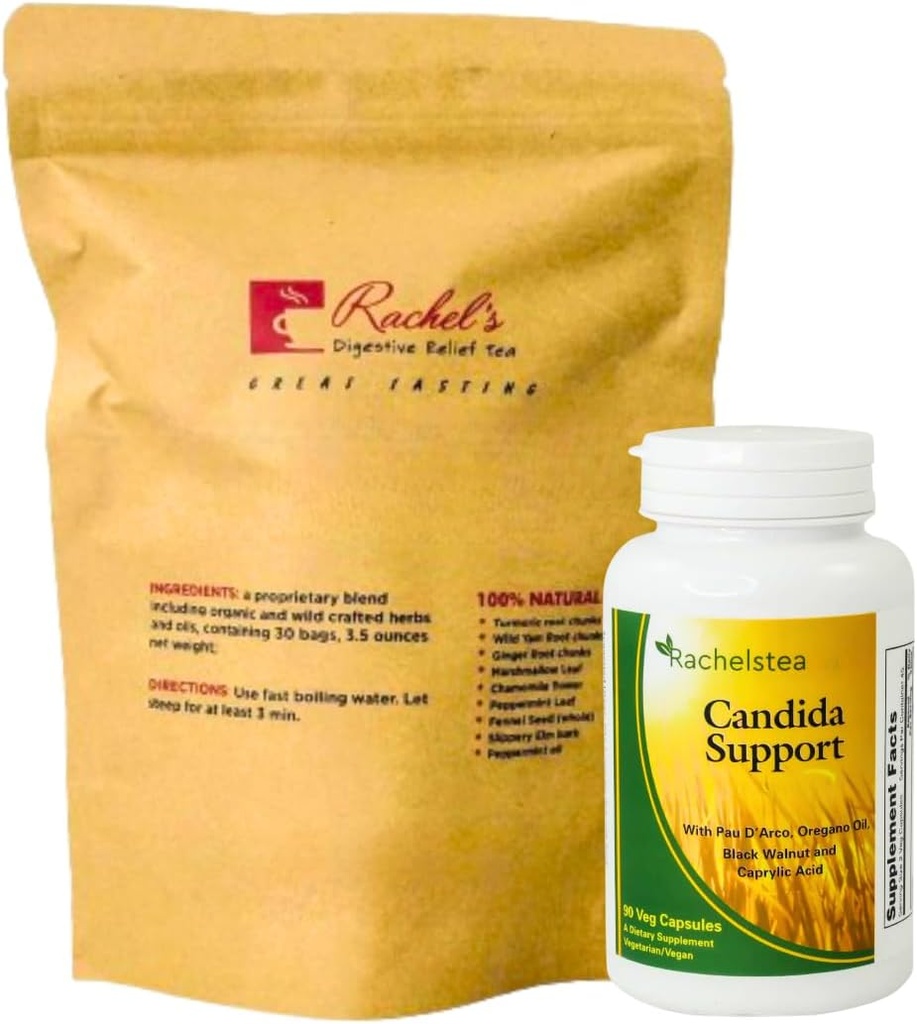 תהה של רייצ'ל ו Candida Support: 30 יום אספקת Turmeric, Wild ים, ג'ינג'ר, Pepperנט, Fennel, Slippery Elm + Candida תומך קפסולות