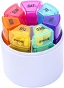 מנהל גלולות שבועיות, 4 Daily Pill Boxes, 7 ימים גלולה Rack Moisture-Proof, גלולת גלולת גלולת גלולת גלולות, Portable Fish שמן שמן שמן שמן ותוספים (Cylindrical Storage)