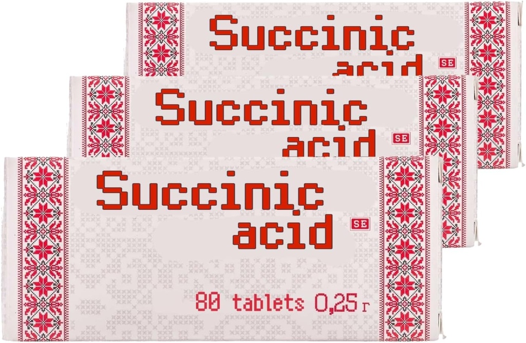 3 x Succinic Acid Amber Acid 80 טבליות - סך של 240 טבליות
