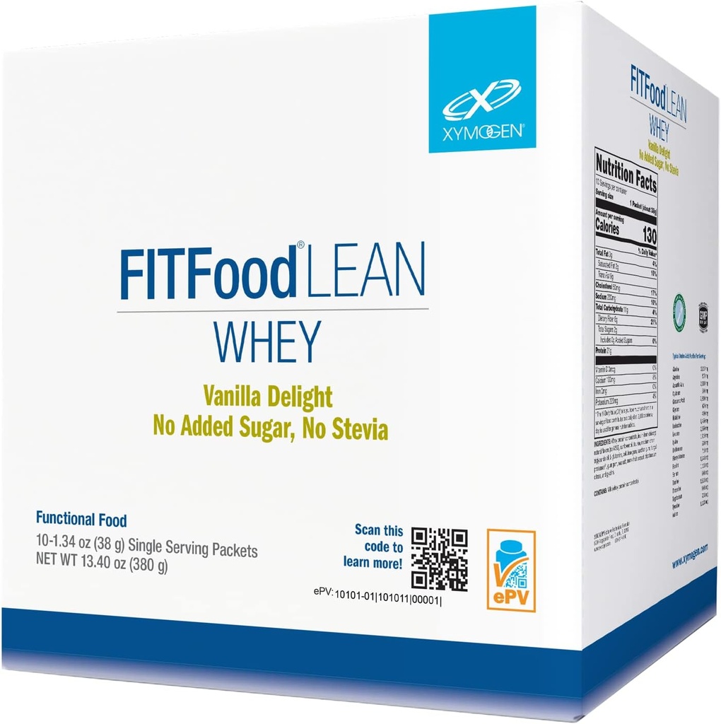 XYMOgen FIT מזון Lean Whey No הוסיף סוכר, No Stevia - אבקת חלבון ביו-אמן עם אימונוגלובבולינים טבעיים - תמיכה בטיפוח גוף בריא, בריאות החיסון, עבודהouts - Vanilla (10 Packets)
