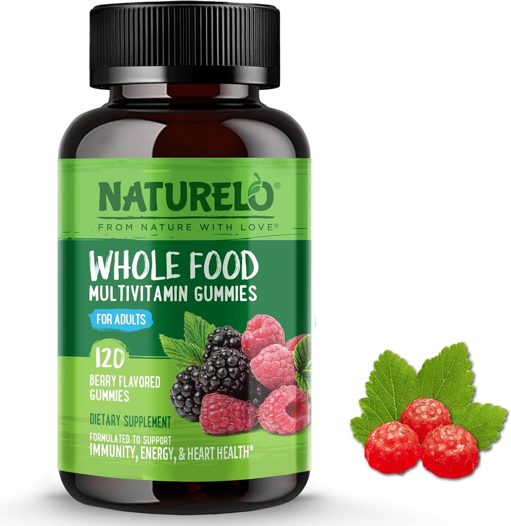 NATURELO Whole מזון חניכיים למבוגרים - Chewable Gummy Multivitamin for Men & Women - 120 חניכיים טבעוניות