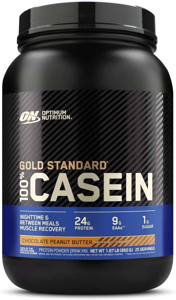 אופטימוסם תזונה זהב סטנדרטי 100% Micellar Casein אבקת חלבון, Slow Digesting, Helps Keep You Full, Overnight השריר התאוששות, שוקולד בוטנים, 1.87 פאונד (Packaging May Vary)