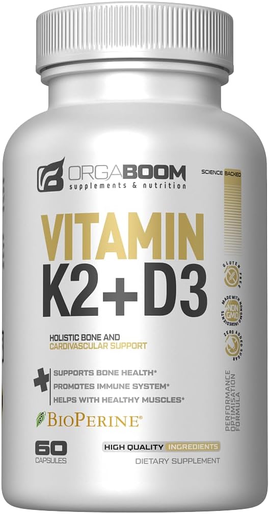ויטמין D3 K2 Calcium תוסף - ויטמין D 5000 IU + ויטמין K2 MK7 100 mcg, העצם כוח ובריאות הלב תוספי מזון עבור נשים וגברים, D3K2 שיניים עם bioperine, US-Made Non-GMO 60 Cap
