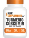 BulkSupplements.com Turmeric 500 מ"ג לחלץ קפסולות - תוספי Curcumin, Turmeric Curcumin - Gluten Free,120 Veg כמוסות (Pack of 1)