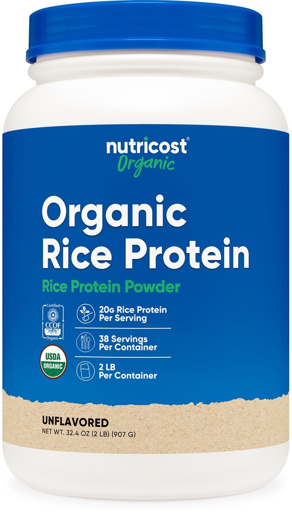 אבקת חלבון אורז אורגני זול (2LB) - Gluten-Free, non-GMO (מן Brown Rice)