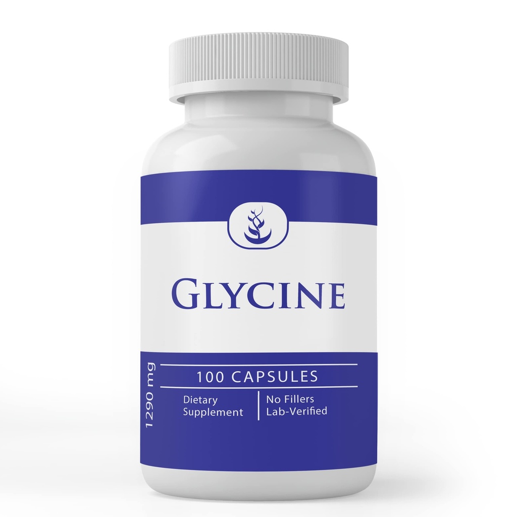 מרכיבים מקוריים טהורים Glycine, (100 קפסולות) טהור, לא תוספות או מילויים, מעבדה מאומתת