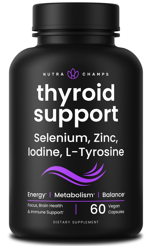 NutraChamps Thyroid Support & Adrenal Support Supplement 2-in-1 Formula with Iodine & Ashwagandha for Energy, Metabolism, Focus, Adrenal Fatigue & Stress Relief, Cortisol Balance for Women & Men