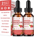 (2 Pack) Magnesium Glycinate נוזל טיפות w / 1500 מ"ג מגנזיום Glycinate, טארוט, Malate, Citrate, Calcium Plus Potassium for Nerve, Bone, Heart Health & Energy Zzz - גבוה Absorption-Raspberry פלמור