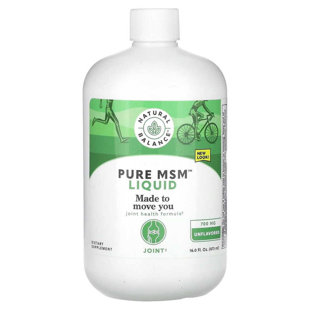 Natural Balance Pure MSM נוזל - 700 מ"ג - תוספת תמיכה משותפת - מעבדה מאומתת עבור פוריות ופוטנטיות - 60 יום החזר כספי מובטח - 48 משרתים, 16 Fl. Oz.